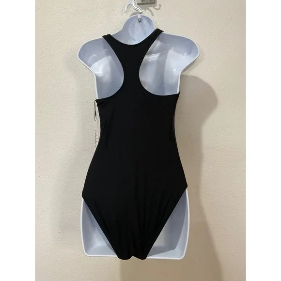 Nicole Miller Studio Black Racerback One Piece Swimsuit NMOP-124 Small NWT - Picture 2 of 7